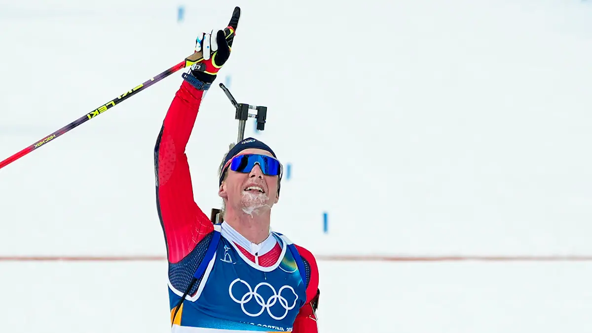 Anterselva-Italy-20260210-Johan-Olav-Botn-from-Norway-cheers-during-the-men-s-20km-biathlon-in-Anterselva-during-the-Winter-Olympics-in-Milano-Cortina-2026