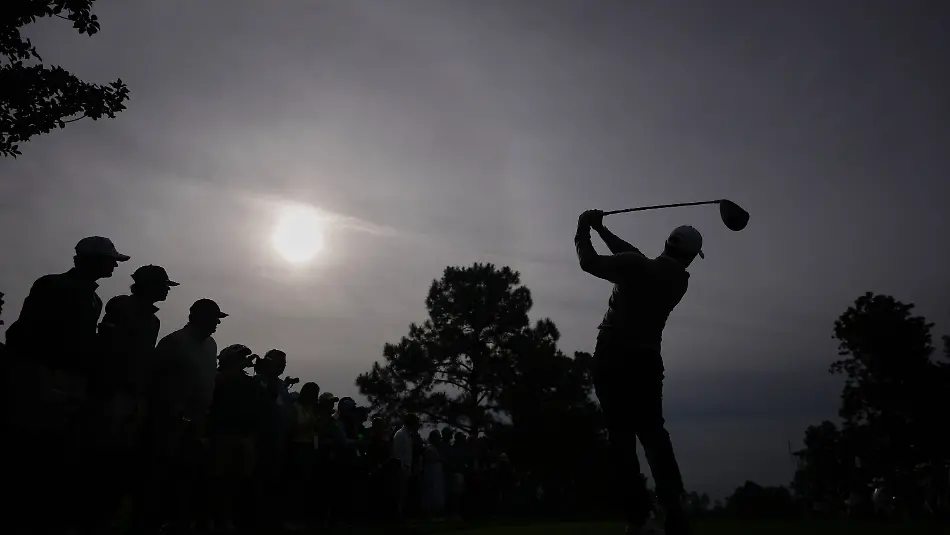Rory-McIlroy-of-Northern-Ireland-watches-his-tee-shot-on-the-ninth-hole-during-a-practice-round-ahead-of-the-Masters-golf-tournament-at-the-Augusta-National-Golf-Club-Tuesday-April-7-2026-in-Augusta-Ga