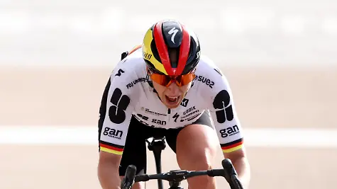 Cycling-Paris-Roubaix-Femmes-Paris-France-April-12-2026-FDJ-United-SUEZ-s-Franziska-Koch-celebrates-after-crossing-the-finish-line-to-win-the-2026-Paris-Roubaix-Femmes-REUTERS-Christian-Hartmann
