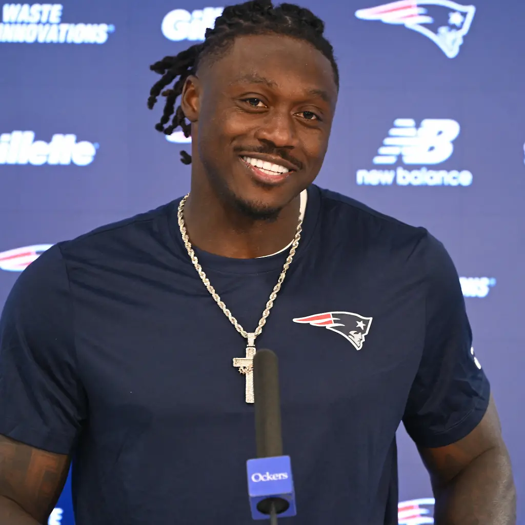 Jun-2-2026-Foxborough-MA-USA-New-England-Patriots-wide-receiver-A-J-Brown-1-speaks-at-a-press-conference-after-practice-at-the-team-s-OTA-at-Gillette-Stadium