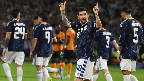 Lionel-Messi-raises-his-arms-after-scoring-a-goal-making-the-score-2-0-for-Argentina-during-an-international-friendly-game-against-Zambia-at-La-Bombonera-in-Buenos-Aires-Argentina-on-March-31-2026-The-match-is-part-of-preparations-for-the-upcoming-FIFA-World-Cup