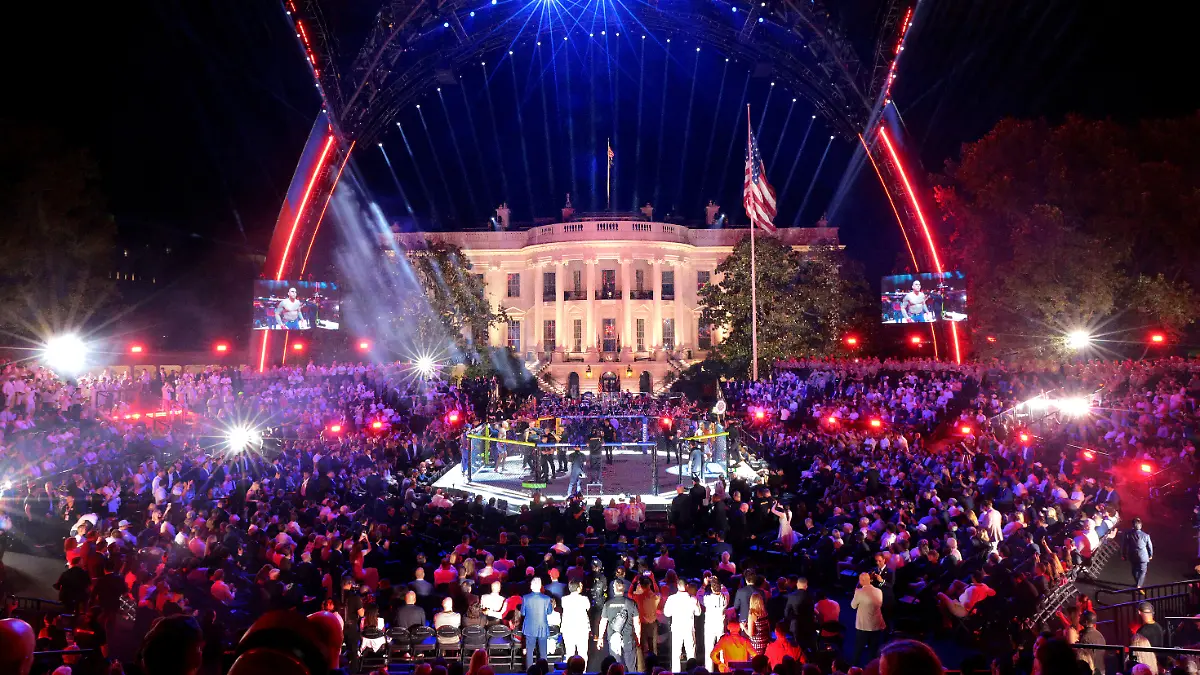 WASHINGTON-DC-JUNE-14-UFC-Freedom-250-is-seen-on-the-South-Lawn-of-the-White-House-on-June-14-2026-in-Washington-DC-President-Trump-is-hosting-a-series-of-Ultimate-Fighting-Championship-matches-on-his-80th-birthday-which-the-White-House-is-calling-a-once-in-a-generation-celebration-of-the-American-fighting-spirit