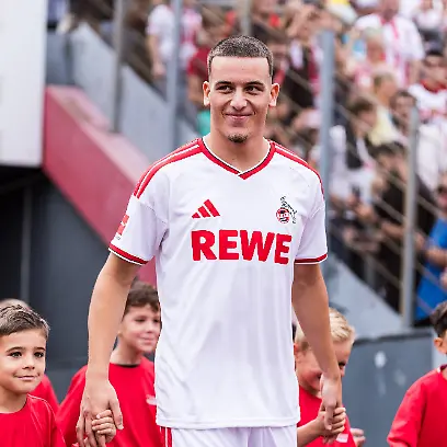 COLOGNE-GERMANY-JULY-18-Said-El-Mala-1-FC-Koeln-13-walking-in-with-a-crowd-of-mascots-before-the-first-friendly-game-of-season-2026-27-between-1-FC-Koeln-vs-FC-Rheinsued-Koeln-at-Suedstadion-on-July-18-2026-in-Cologne-Germany