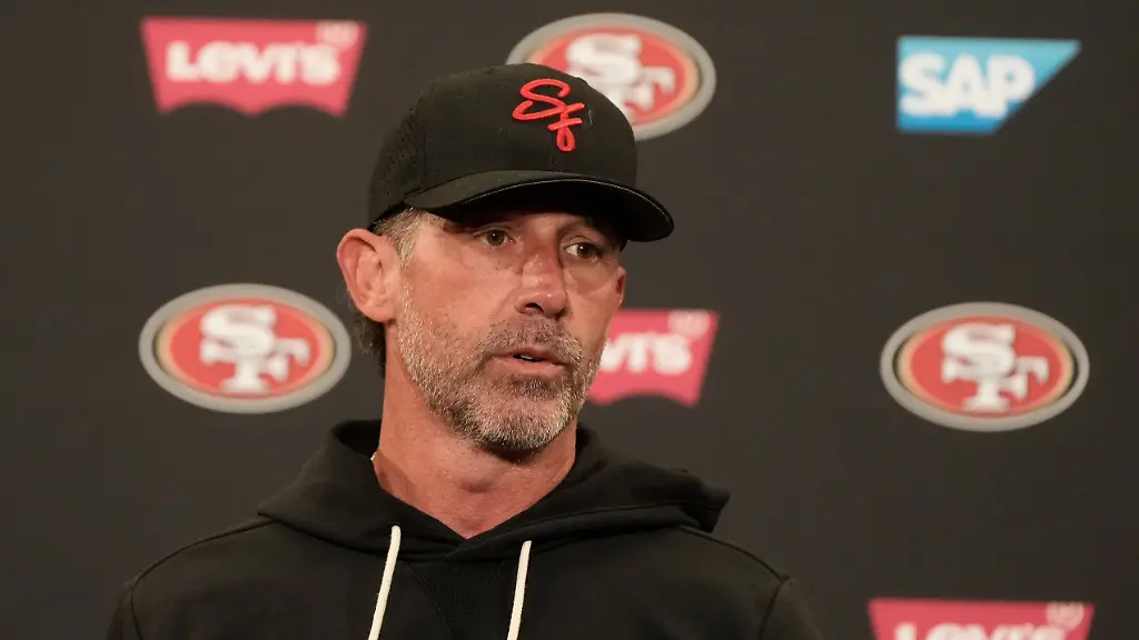 San-Francisco-49ers-head-coach-Kyle-Shanahan-speaks-at-a-news-conference-after-an-NFL-football-practice-Thursday-May-28-2026-in-Santa-Clara-Calif