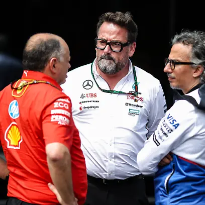 Frederic-Vasseur-FRA-Scuderia-Ferrari-Gwen-Lagrue-FRA-Mercedes-AMG-Petronas-F1-Team-Laurent-Mekies-FRA-Visa-Cash-App-RB-Formula-One-Team-F1-Grand-Prix-of-Austria-at-Red-Bull-Ring-on-June-27-2024-in-Spielberg-Austria