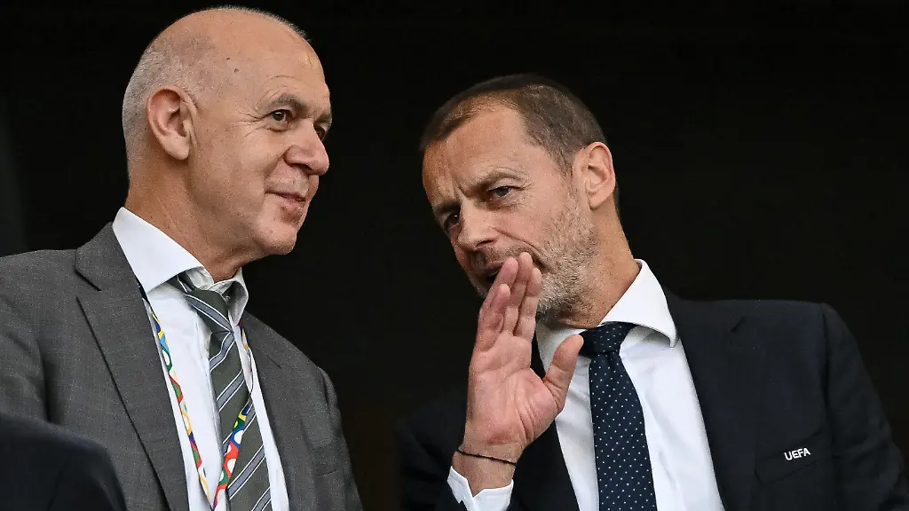 DFB-Praesident-Bernd-Neuendorf-und-UEFA-Praesident-Aleksander-Ceferin-Looks-on-during-the-UEFA-Nations-League-2025-semifinal-match-between-Spain-and-France-at-Stuttgart-Arena-on-June-5-2025-in-Stuttgart-Germany