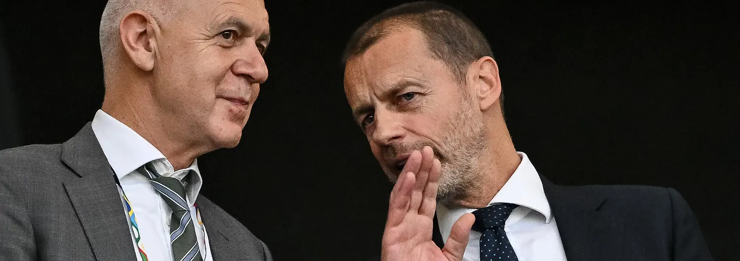 DFB-Praesident-Bernd-Neuendorf-und-UEFA-Praesident-Aleksander-Ceferin-Looks-on-during-the-UEFA-Nations-League-2025-semifinal-match-between-Spain-and-France-at-Stuttgart-Arena-on-June-5-2025-in-Stuttgart-Germany
