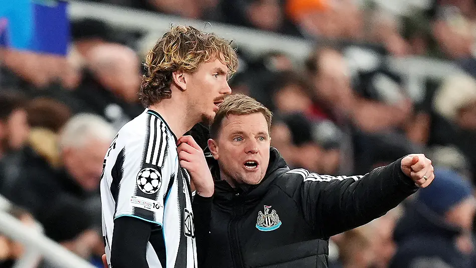 Eddie-Howe-File-Photo-File-photo-dated-21-01-2026-of-Eddie-Howe-right-who-is-confident-Newcastle-will-see-the-best-of-124million-strike-force-Nick-Woltemade-left-and-Yoane-Wissa-next-season-after-a-difficult-first-campaign-on-Tyneside-Issue-date-Friday-April-24-2026-Photo-credit-should-read-Mike-Egerton-PA-Wire