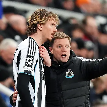 Eddie-Howe-File-Photo-File-photo-dated-21-01-2026-of-Eddie-Howe-right-who-is-confident-Newcastle-will-see-the-best-of-124million-strike-force-Nick-Woltemade-left-and-Yoane-Wissa-next-season-after-a-difficult-first-campaign-on-Tyneside-Issue-date-Friday-April-24-2026-Photo-credit-should-read-Mike-Egerton-PA-Wire